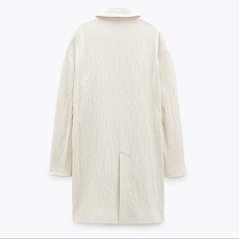 ZARA Wool Blended Off-white Coat - Picture 2 of 11